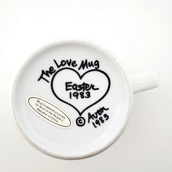 Vtg Avon "The Love Mug" Rainbow Heart 1983 Easter Ceramic Coffee Mug - Picture 5 of 9